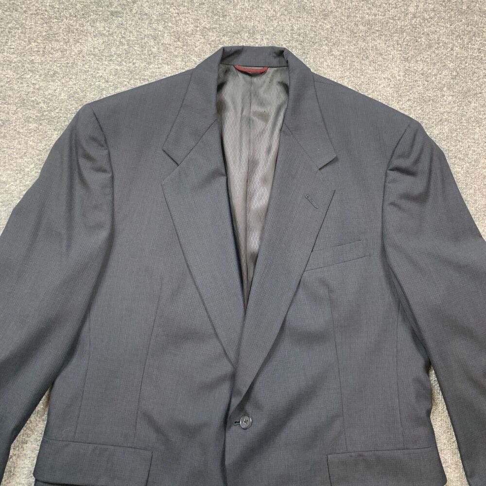 Vintage Hart Schaffner Marx Blazer Mens 44R Navy Windowpane Sport Coat Made USA - Picture 4 of 16